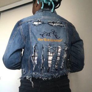 Denim distressed jacket
